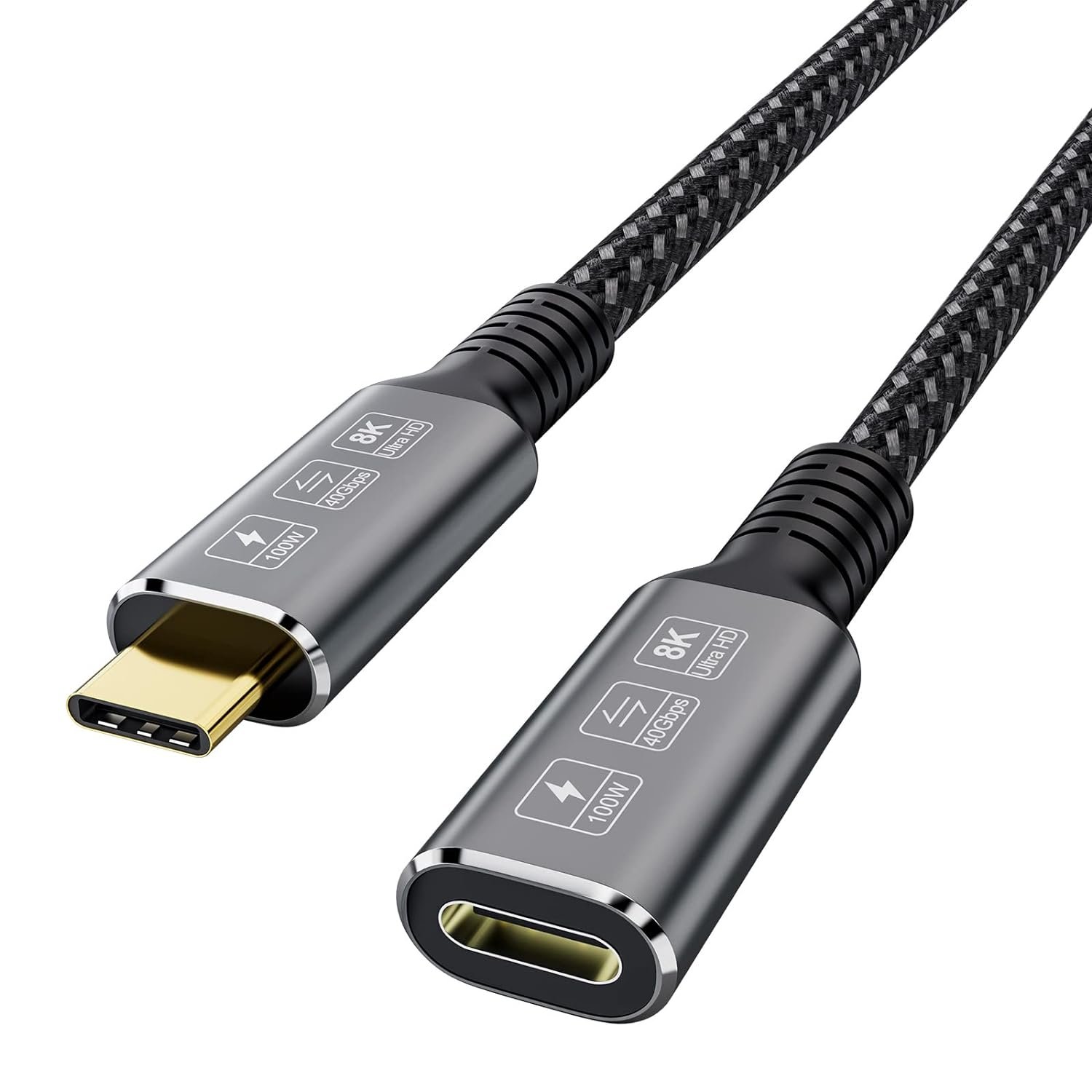 CABLEDECONN USB4 8K Cable 0.8M Thunderbolt 4 Compatible USB 4 Type-c Male to Female Extension Cabl