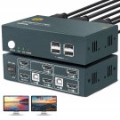 Hdmi Kvm Switch 2 Monitors 2 Computers,2 Port Dual Monitor Kvm Switcher For 2 Computers To Share 4