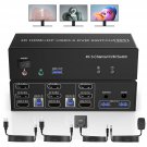 Hdmi + 2 Displayport Usb 3.0 Kvm Switch Triple Monitor For 2 Computers, 4K@60Hz Kvm Switch 2 Compu