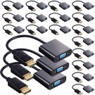 20 Pack Display Port To Vga Adapters Gold Plated Dp To Vga Adapters Black Dp To Vga Converters Mal
