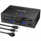 Usb 3.0 Dual Monitor Kvm Switch Hdmi 4K@60Hz 2K@144Hz Simulation Edid, Usb Hdmi Extended Display S