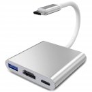 Usb C To Hdmi Adapter, Hdmi To Usb C Adapter With 4K Video Converter/Usb 3.0 Port/Usb C Charging P