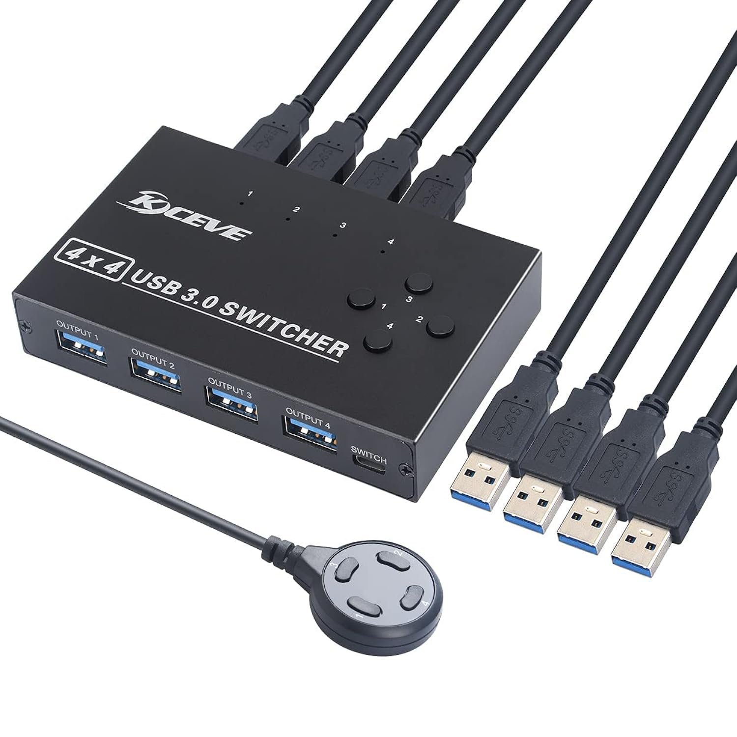 Usb 3.0 Switch, Usb Switch Selector 4 Computer Sharing 4 Usb Devices Kvm Switcher Box For Share Pr