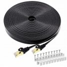 Cat 8 Ethernet Cable 30 Ft, High Speed Flat Internet Network Patch Cord, 40Gbps 2000Mhz Faster Tha