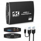 Capture Card Usb 3.0, 4K Hdmi Video Capture Card To Usb/Type-C With Microphone & Hdmi Loop-Out, Ca
