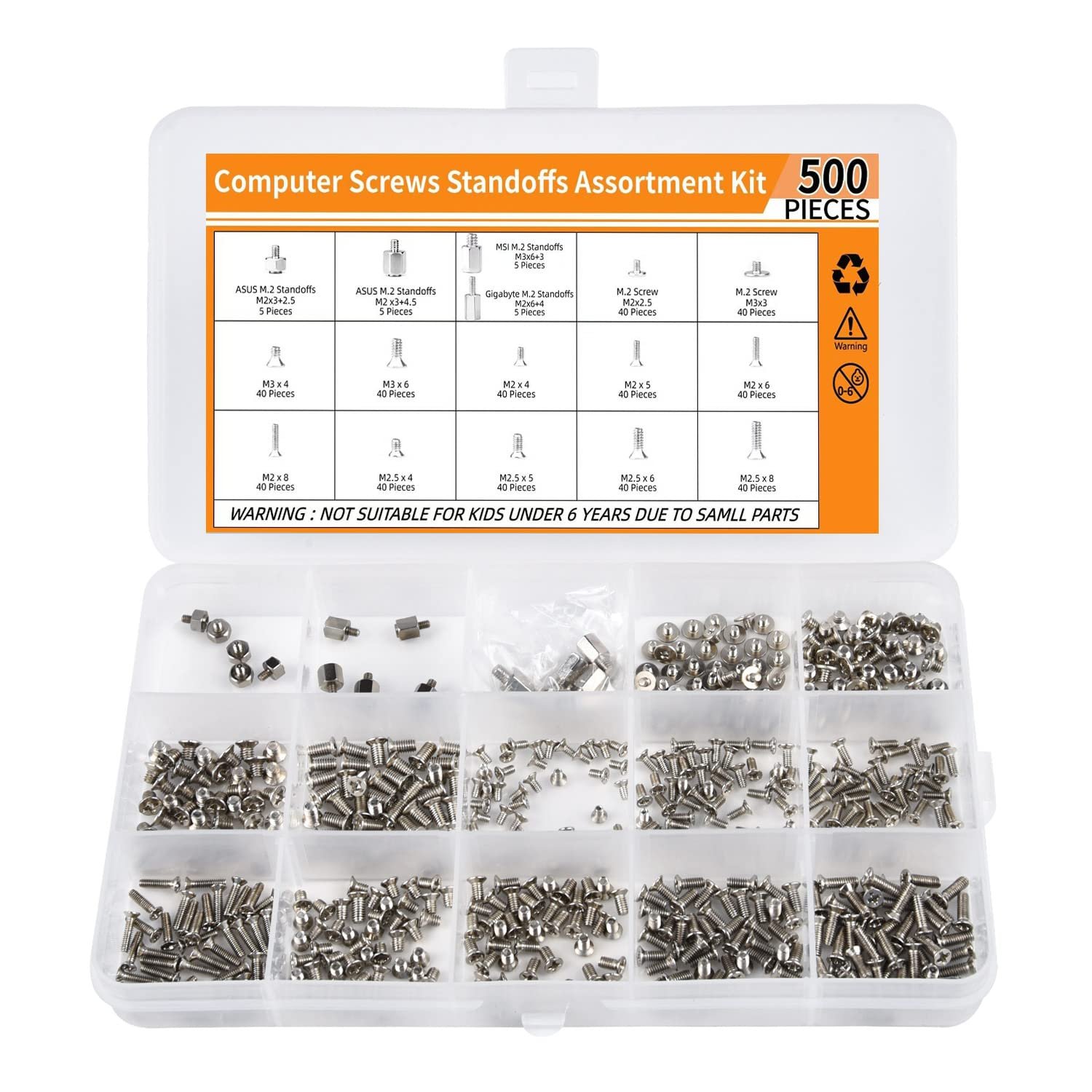 500Pcs M.2 Ssd Screw Kit, M.2 Standoff And Screw Kit For Asus Gigabyte Msi Asrock Motherboards, M.