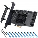 Pcie Sata Card 10 Port With 10 Sata Cable, 6Gbps Sata 3.0 Controller Pci Express Expansion Card Wi