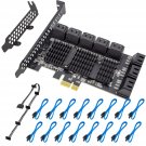 Pcie Sata Card 16 Port With 16 Sata Cable, 6 Gbps Sata 3.0 Controller Pci Express Expansion Card W