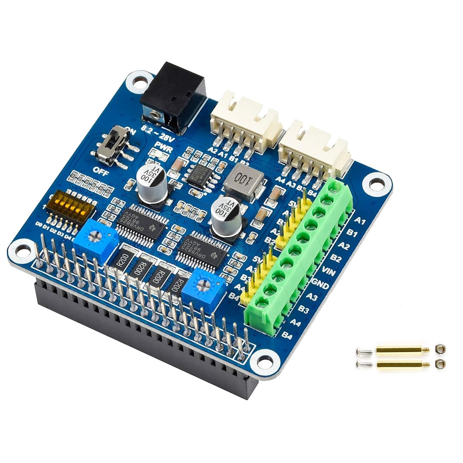 Stepper Motor Hat For Raspberry Pi 4B/3B+/2B/B+/Zero/W/Wh/And Jetson Nano,Drv8825 Motor Controller