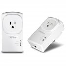 TRENDnet Powerline 500 AV Nano Adapter Kit With Built-In Outlet, Power Outlet Pass-Through, Includ