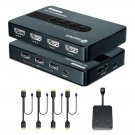 Hdmi Kvm Switch 4 Computers 1 Monitor, Wired Remote & Button Switching, Kvm Switches With Uhd 4K@3