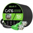 GearIT Cat6 Outdoor Ethernet Cable (150 Feet) CCA Copper Clad, Waterproof, Direct Burial, In-Groun