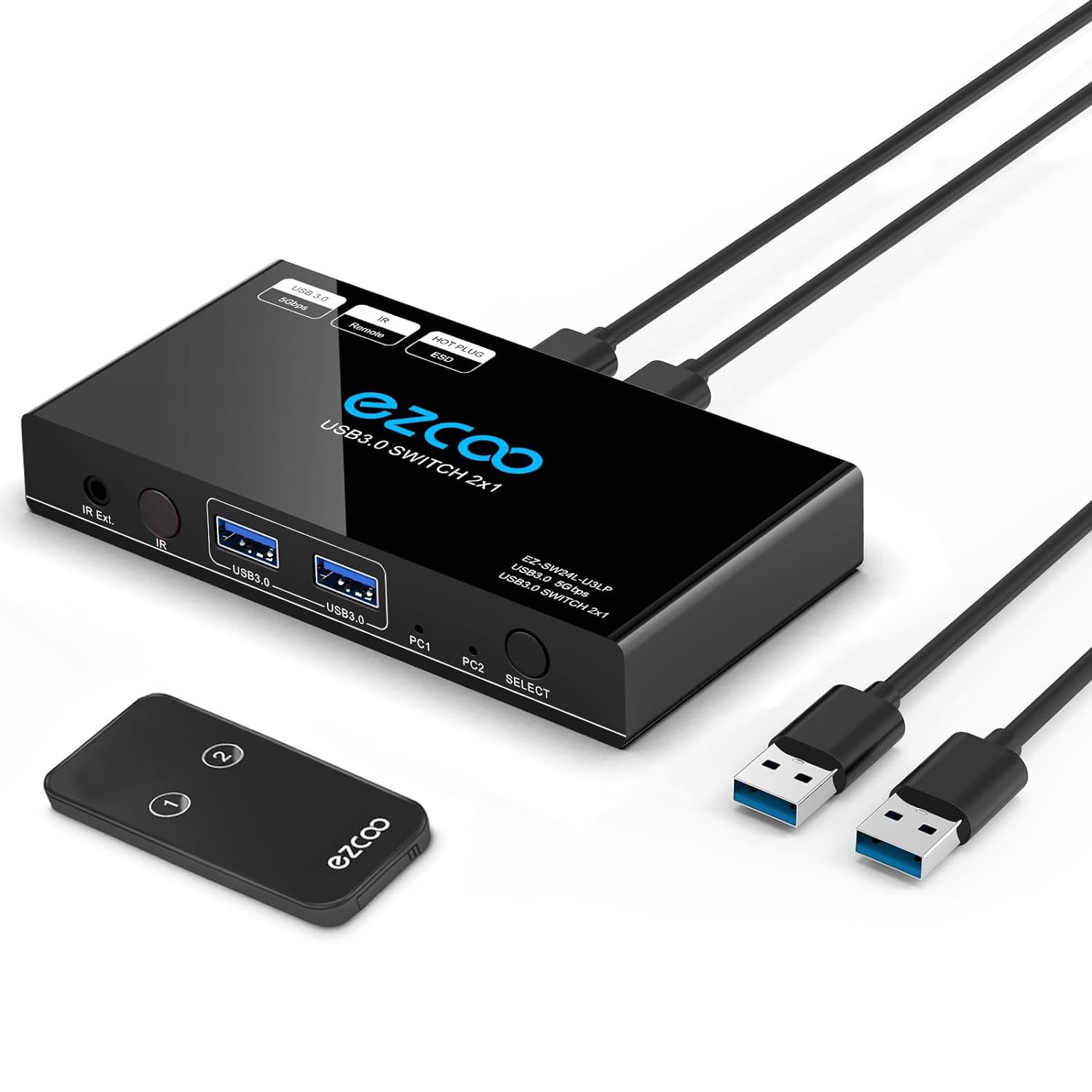 Usb 3.0 Switch 2 Computers Share 4-Port Usb3.1 Usb3.0 - Select 2 Pc By One Panel Button Or Ir Remo