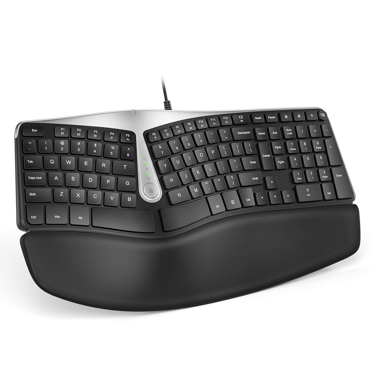 Ergonomic Keyboard, Wired Split Keyboard With Pillowed Wrist And Palm Support, Featuring Dual Usb