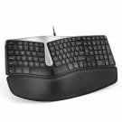 Ergonomic Keyboard, Wired Split Keyboard With Pillowed Wrist And Palm Support, Featuring Dual Usb
