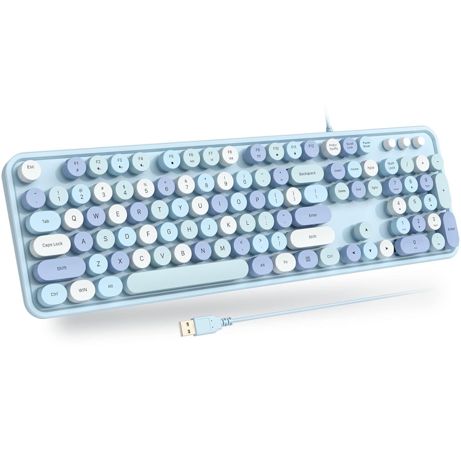 Usb Wired Computer Keyboard - Retro Typewriter Keyboard - Full Size Office Keyboard With Number Pa