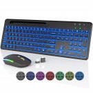 Wireless Keyboard And Mouse, 7 Backlit Effects, Phone Holder, Quiet Light Up Keys, Sleep Mode - Sl