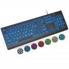 Large Print Backlit Keyboard, Wired Usb Lighted Computer Keyboard With 7-Color & 4 Modes Backlit,