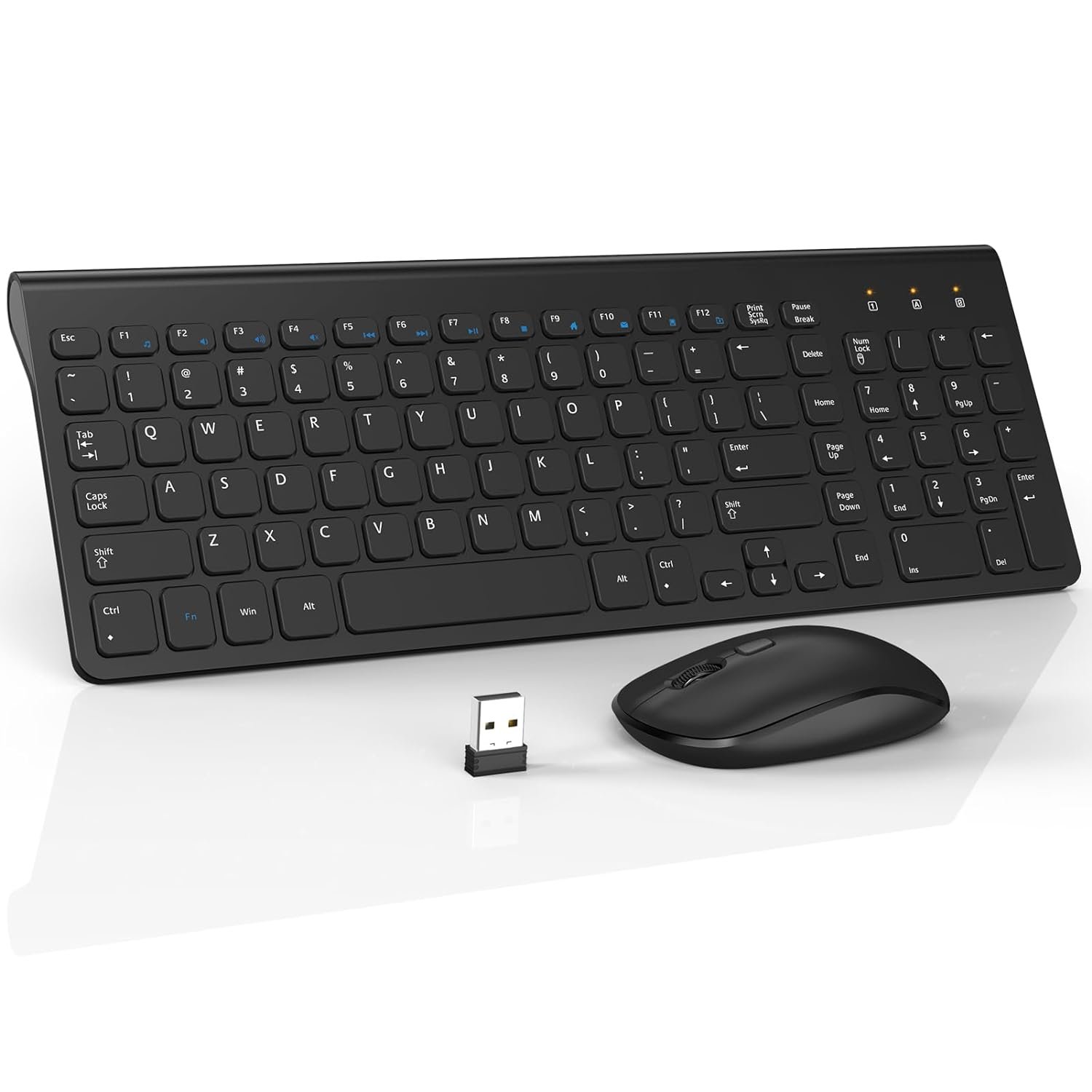 Wireless Keyboard And Mouse Combo, Ultra Slim Compact Keyboard With Silent Keys, Power Switch, Lag