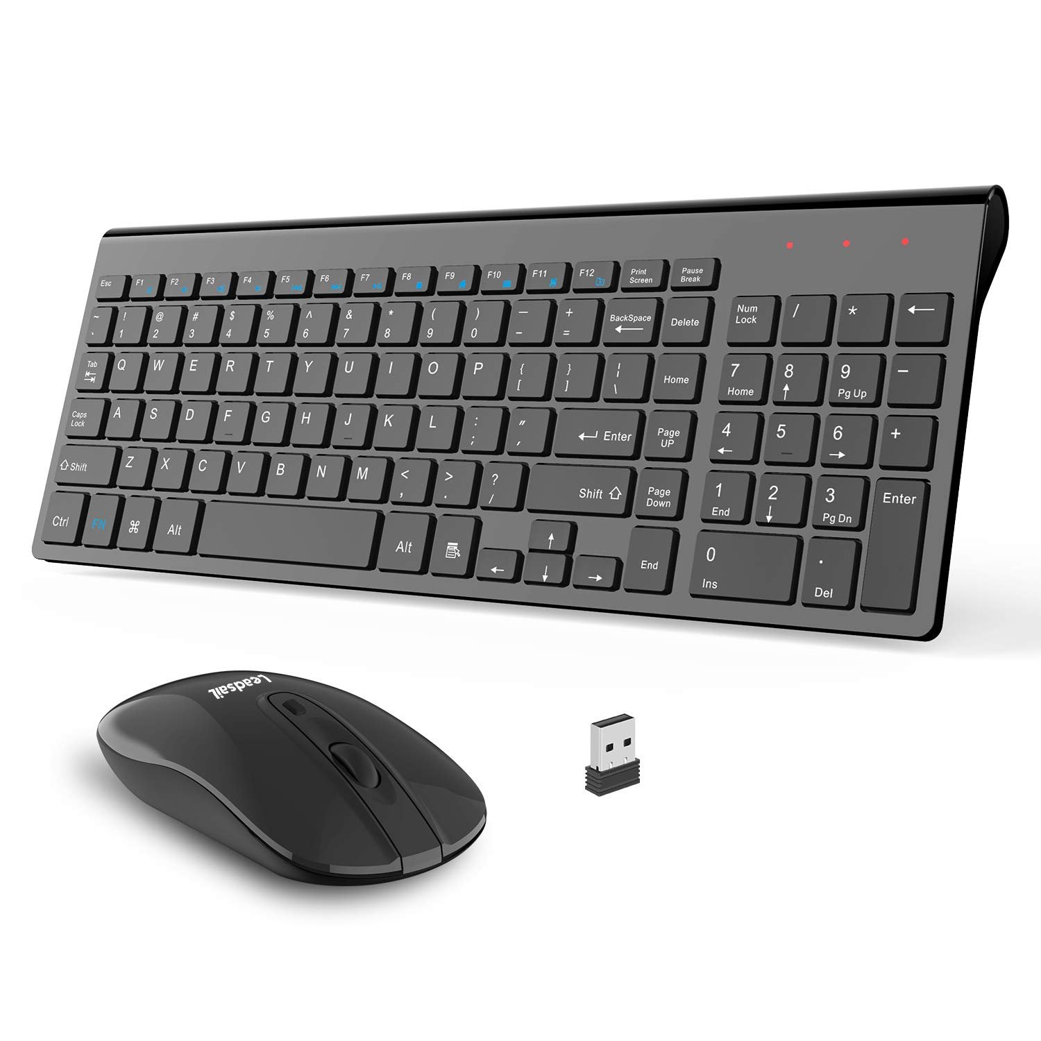 Wireless Keyboard And Mouse Combo, Compact Quiet Full Size Wireless Keyboard And Mouse Set 2.4G Ul