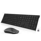 2.4G Wireless Keyboard And Mouse Combo Stainless Steel Ultra Slim Full Size Keyboard Keyboard And