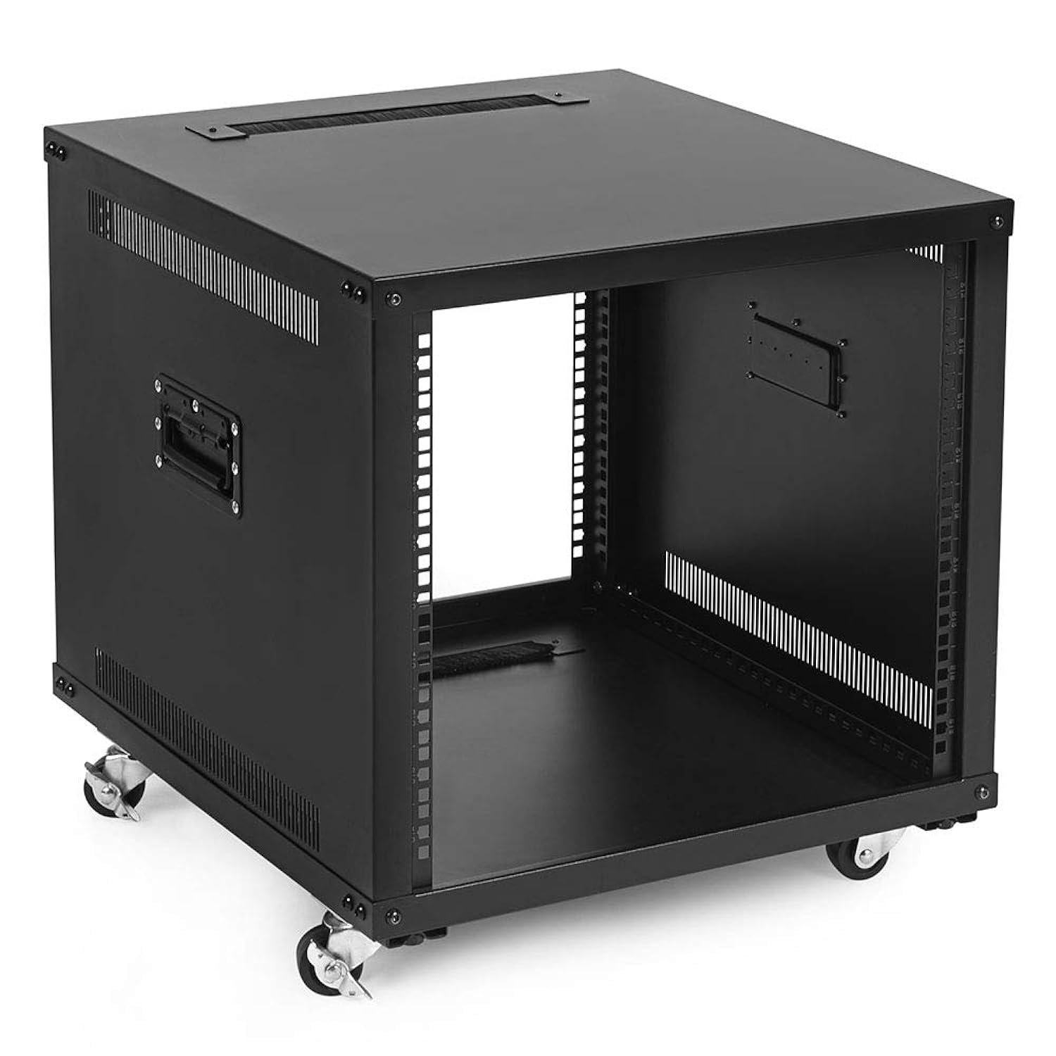 NavePoint 9U Portable Rolling Network Rack, Adjustable Depth 2.5 to 22.6 Inches, Top and Bottom Ca