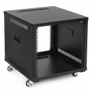 NavePoint 9U Portable Rolling Network Rack, Adjustable Depth 2.5 to 22.6 Inches, Top and Bottom Ca