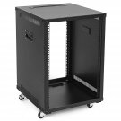 NavePoint 15U Portable Rolling Network Rack, Adjustable Depth 2.5 to 22.6 Inches, Top and Bottom C