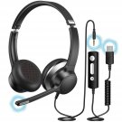 Usb Headsets With Microphone For Pc, Stereo Computer Headset With Mic Noise Canceling & In-Line Co