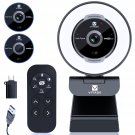 Zoomable Webcam With Remote Control, 1080P 60Fps Streaming Webcam With Ring Light And Microphone,