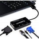 CABLEDECONN Multiport 4-in-1 HDMI to HDMI/DVI/VGA Adapter Cable with Audio Output Converter (Black