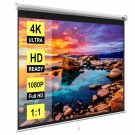 120 Inch Manual Pull Down Projector Screen, 1:1 Hd Retractable Widescreen For Movie Home Theater C