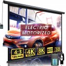 120" Motorized Projector Screen - Indoor And Outdoor Movies Screen 120 Inch Electric 4:3 Projector