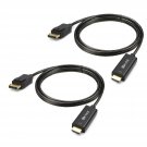 Displayport To Hdmi Cable 6 Feet 2-Pack, Display Port (Dp) To Hdmi Adapter 6Ft Male To Male Cord C