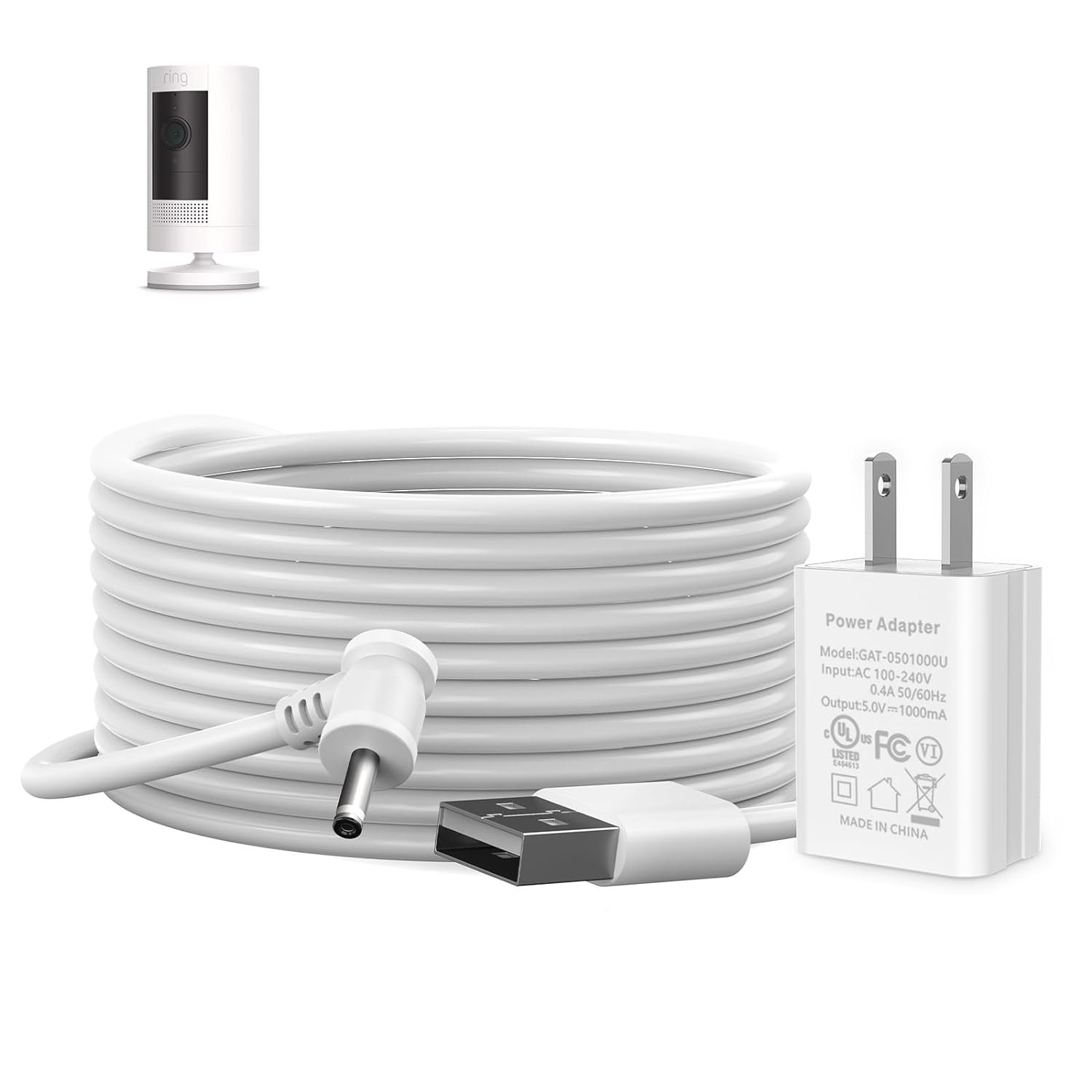 16Ft Camera Charge Cable For Stick Up Cam Battery/Plug-In 3Rd Gen/2Nd Gen & Pan Tilt Mount Power C