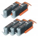 5 Gray Ink Cartridge + Led Chip For Cli-251Gy Cannon Mg6320 Mg7120 Mg7520 Ip8720