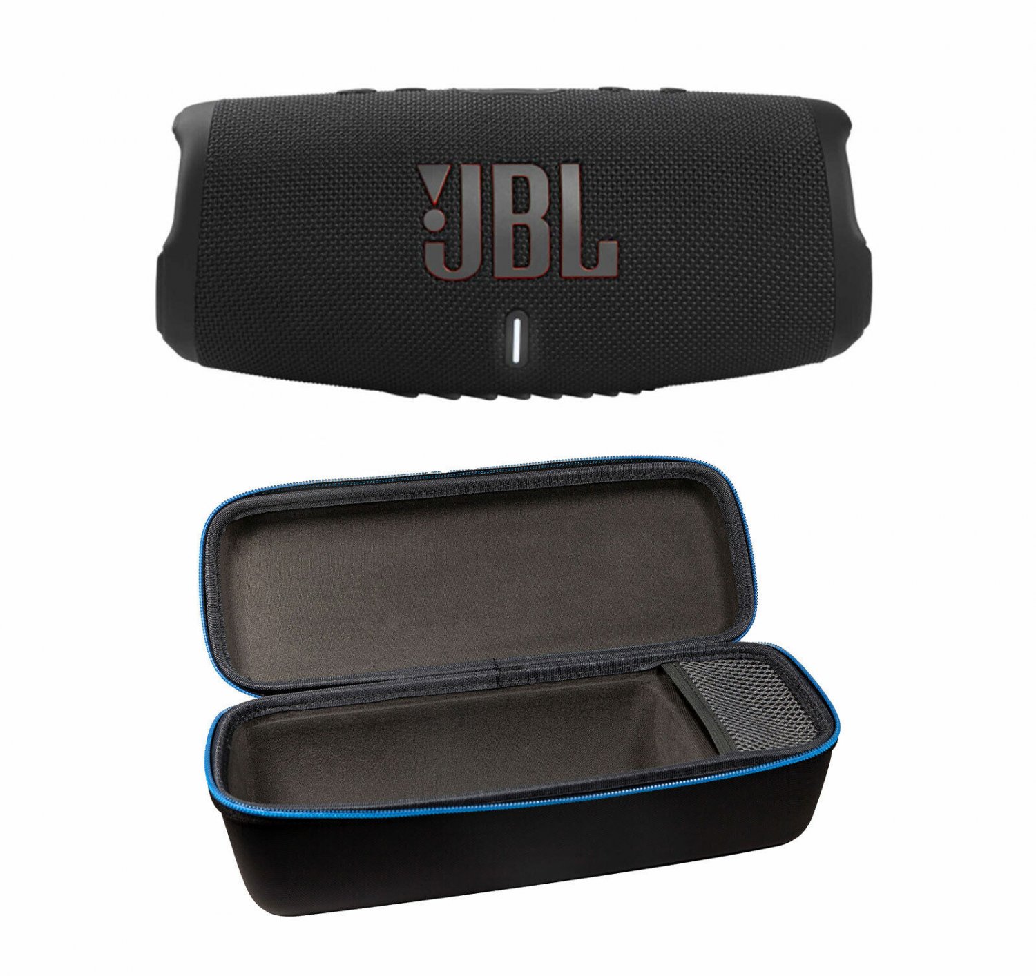 JBL Charge 5 Black Bluetooth Speaker & divvi Hardshell Case Kit
