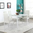 5 Piece Dining Table Set Glass Steel W/4 Chairs Kitchen Room Breakfast Furniture