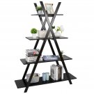 A Frame Bookcase Bookshelf 4 Tier Ladder Shelf Storage Display Modern Black