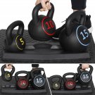3-Piece Kettlebell Set With Storage Rack Exercise Fitness Weights Indoor Gym