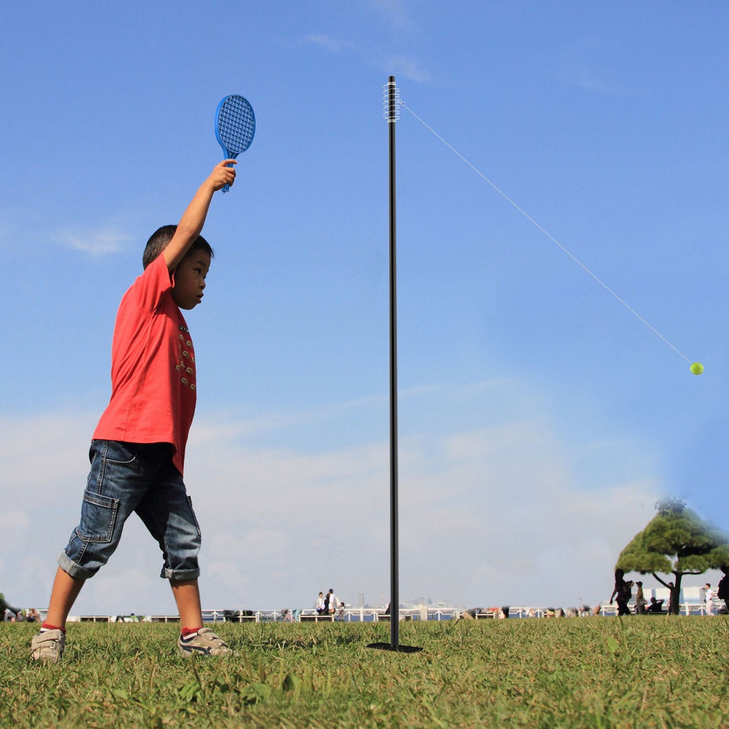 Rope Ball Tether Swing Game Set With Pole, 2 Racquets, And Ball With String