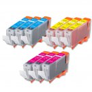9 Pk Color Ink Set + Smart Chip For Canon Cli-8 Mp500 Mp830 Mx850 Mx700 Pro9000