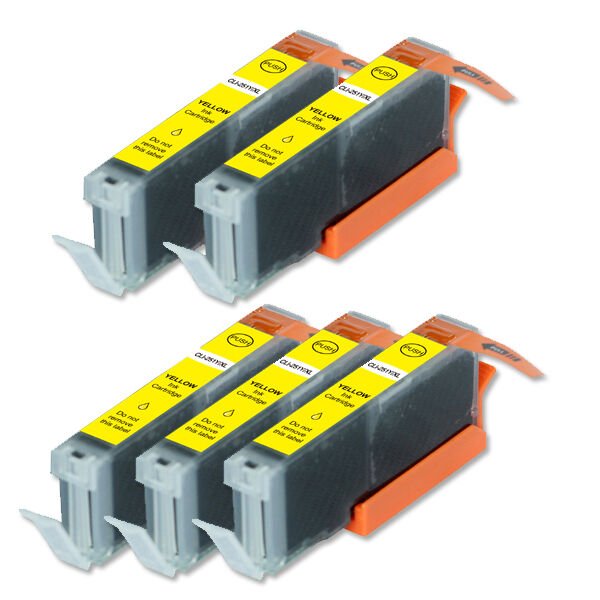 5 Yellow Printer Ink + Smart Chip For Canon Cli-251 Mg7120 Mg7520 Mg6620 Mg5622