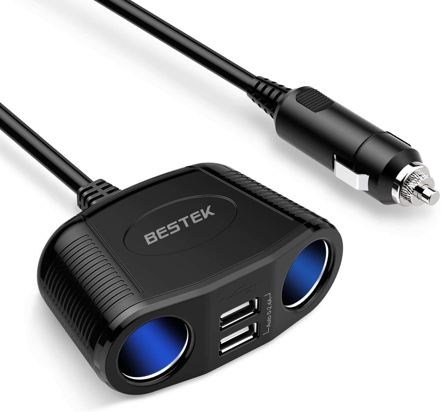 150W 2-Socket Cigarette Lighter Splitter Power Adapter With 2 Usb Outlets