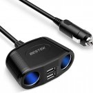 150W 2-Socket Cigarette Lighter Splitter Power Adapter With 2 Usb Outlets