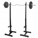 2Pcs Adjustable Solid Steel Squat Barbell Stand Rack Free Press Bench Gym