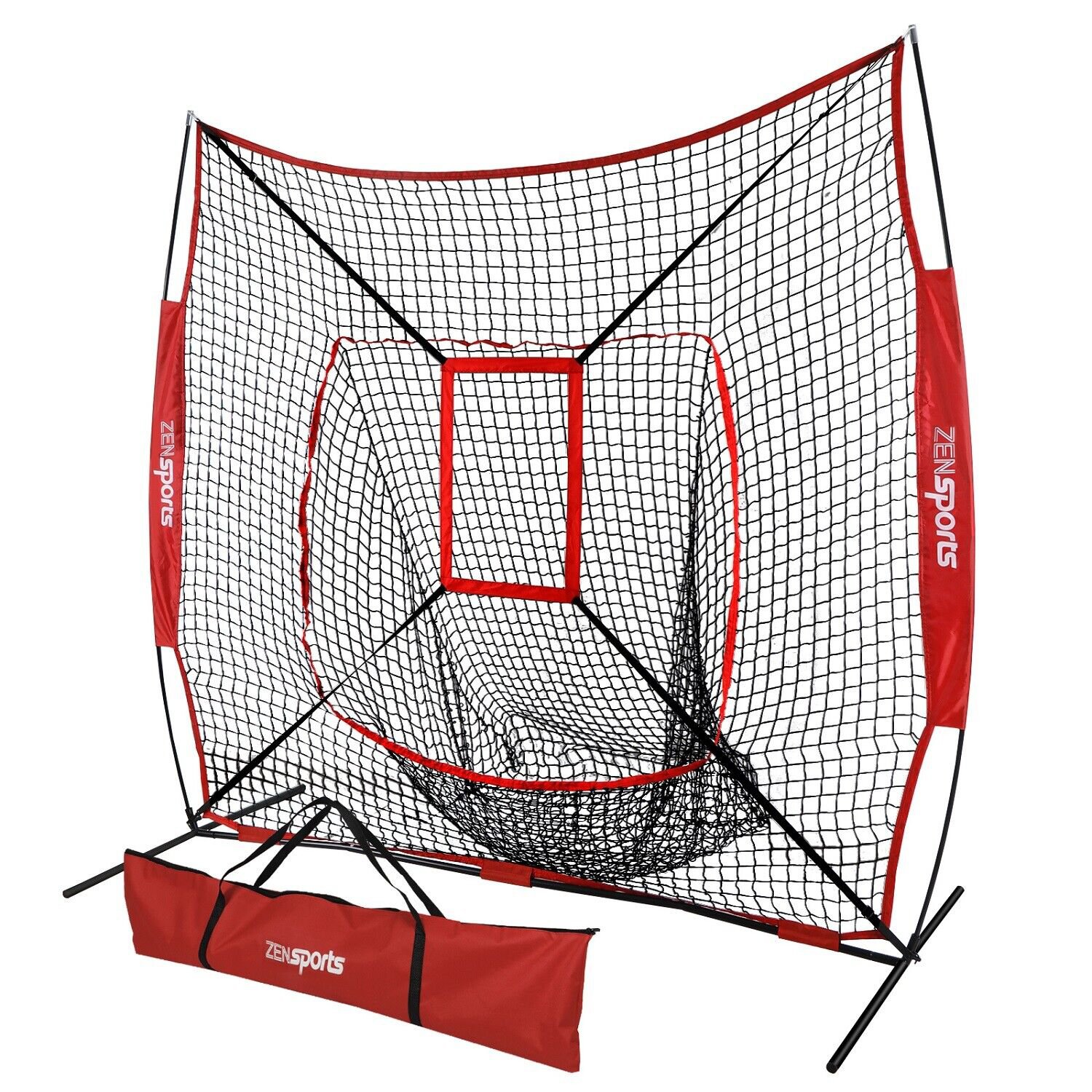 7'X7' Baseball Practice Net Pitching Aid With Strike Zone Training For Kids