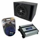 Universal Car Stereo Vented Port Single 12 Kicker Comp C12 Sub Box Ha-A400.1 Amp