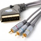 12ft 4m Tripple Shielded RCA SCART TO AUDIO/VIDEO Cable with IN/OUT Switch