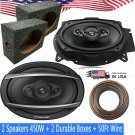 2x Pioneer TS-A6960F 450 Watts 6"x9" 4-Way Car Speakers + 2 Boxes + 50Ft Wire